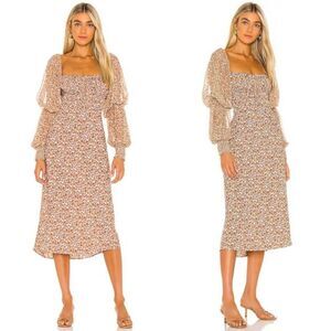 Free People Aglow Midi Dress in Tea Combo M NWT